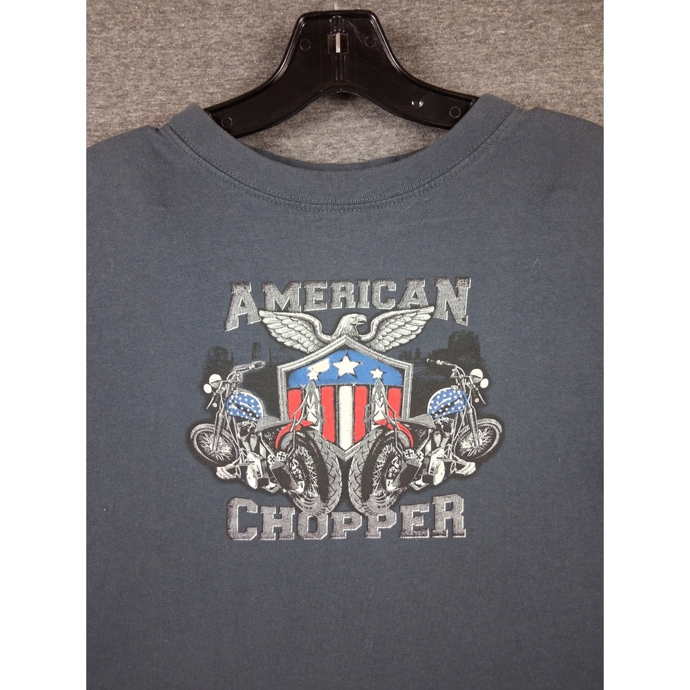 American Chopper Mens Shirt XL Gray Motorcycle Flag‎ Casual Americana Classic